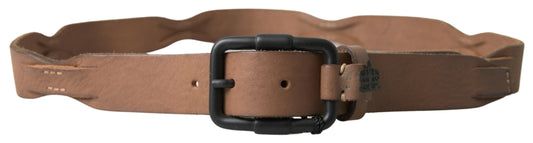 Ermanno Scervino Elegant Brown Leather Waist Belt with Black Metal Buckle