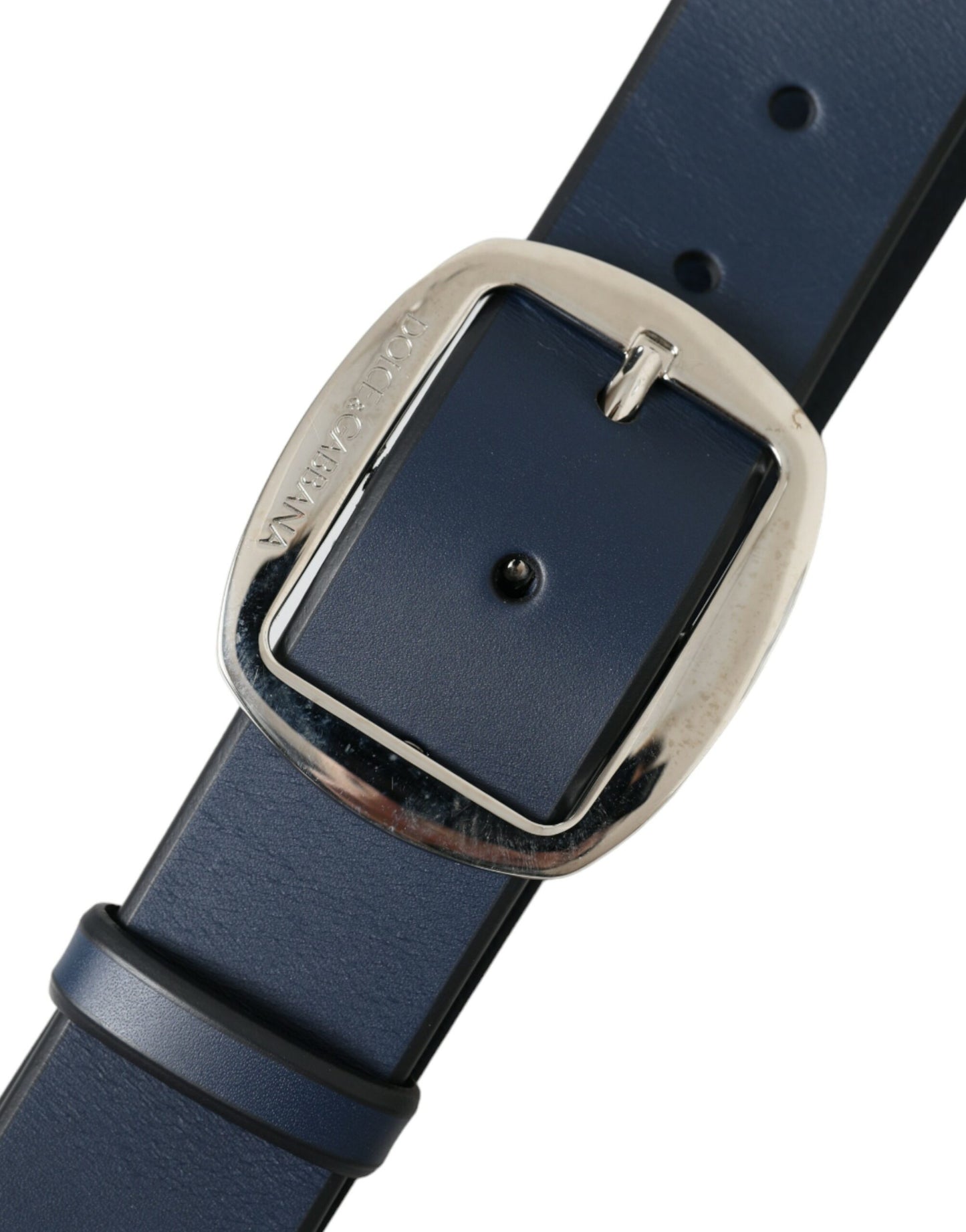 Dolce & Gabbana Elegant Blue Calf Leather Belt with Metal Buckle