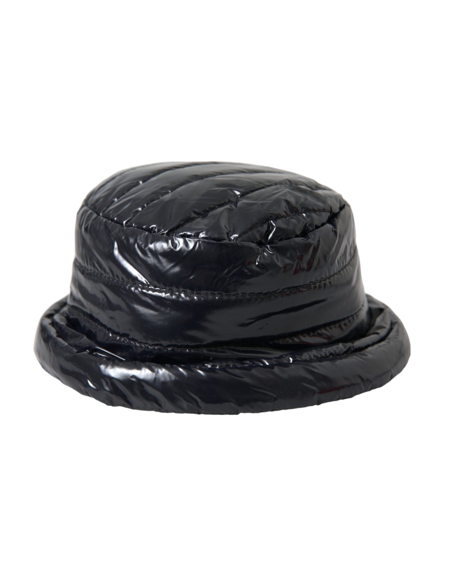 Dolce & Gabbana Black Quilted Faux Leather Bucket Hat Men