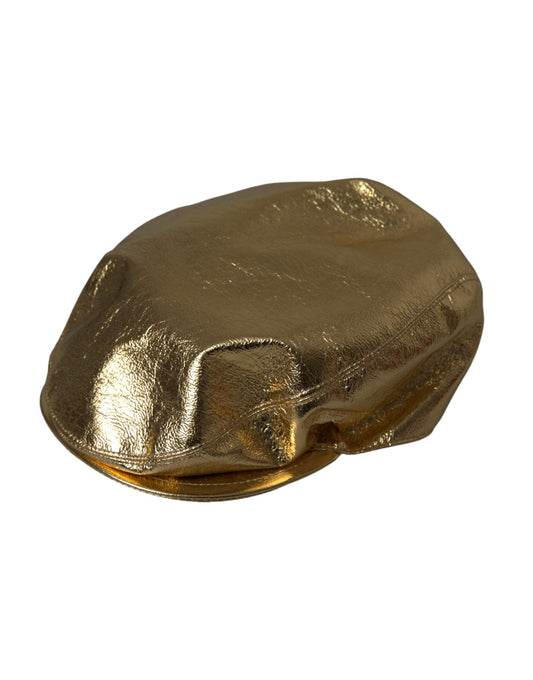 Dolce & Gabbana Metallic Gold Polyester Newsboy Hat Men