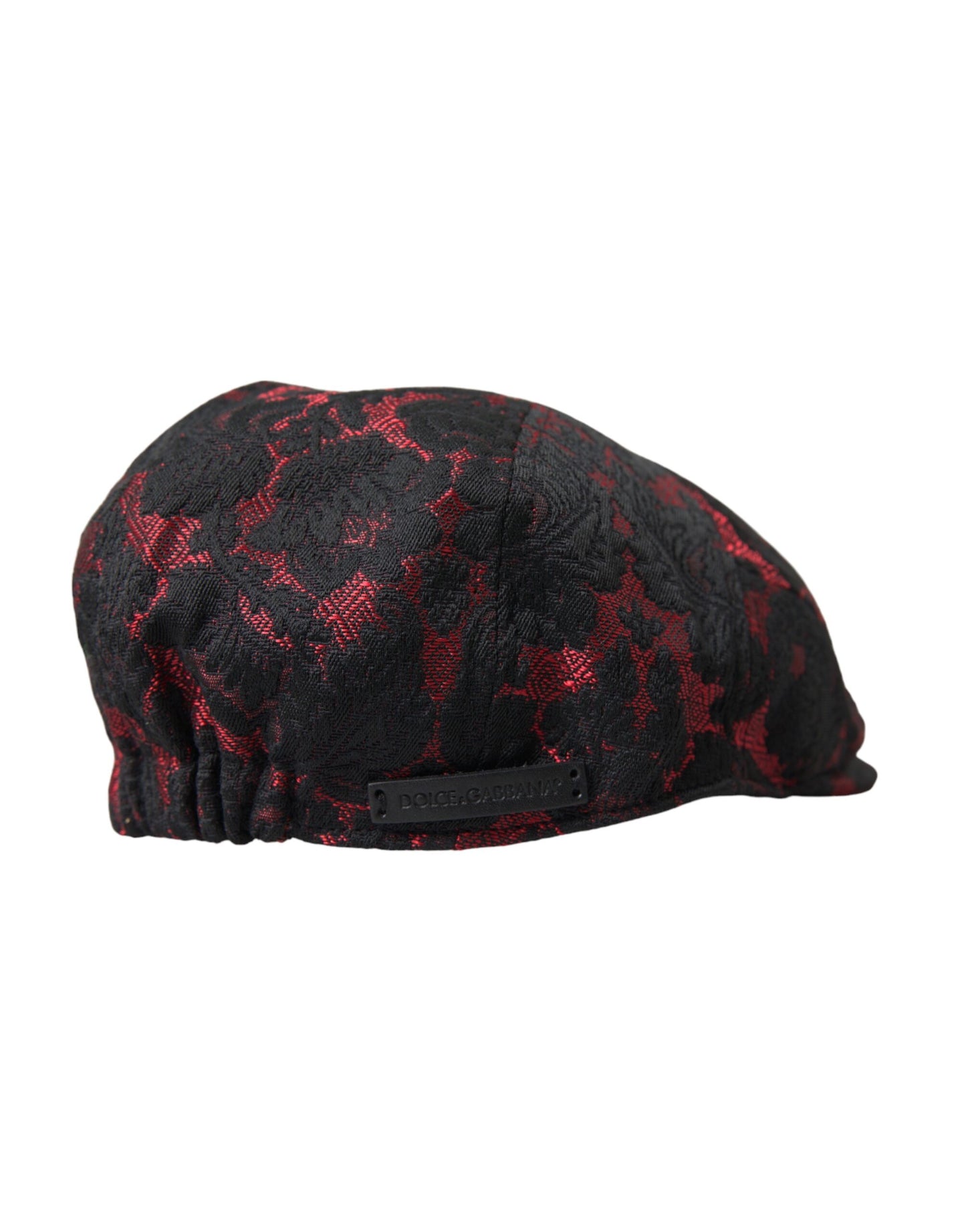 Dolce & Gabbana Black Red Floral Jacquard Newsboy Hat Men