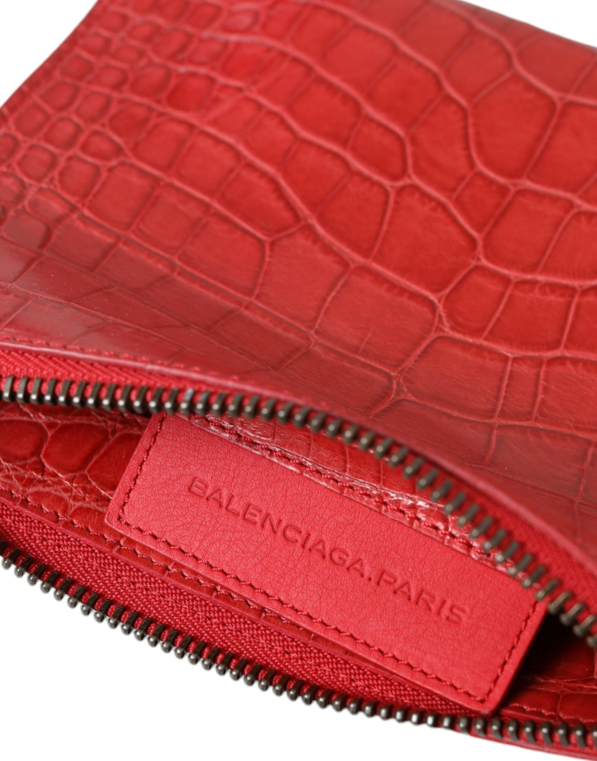 Balenciaga Exotic Red Alligator Leather Clutch lenny luxury