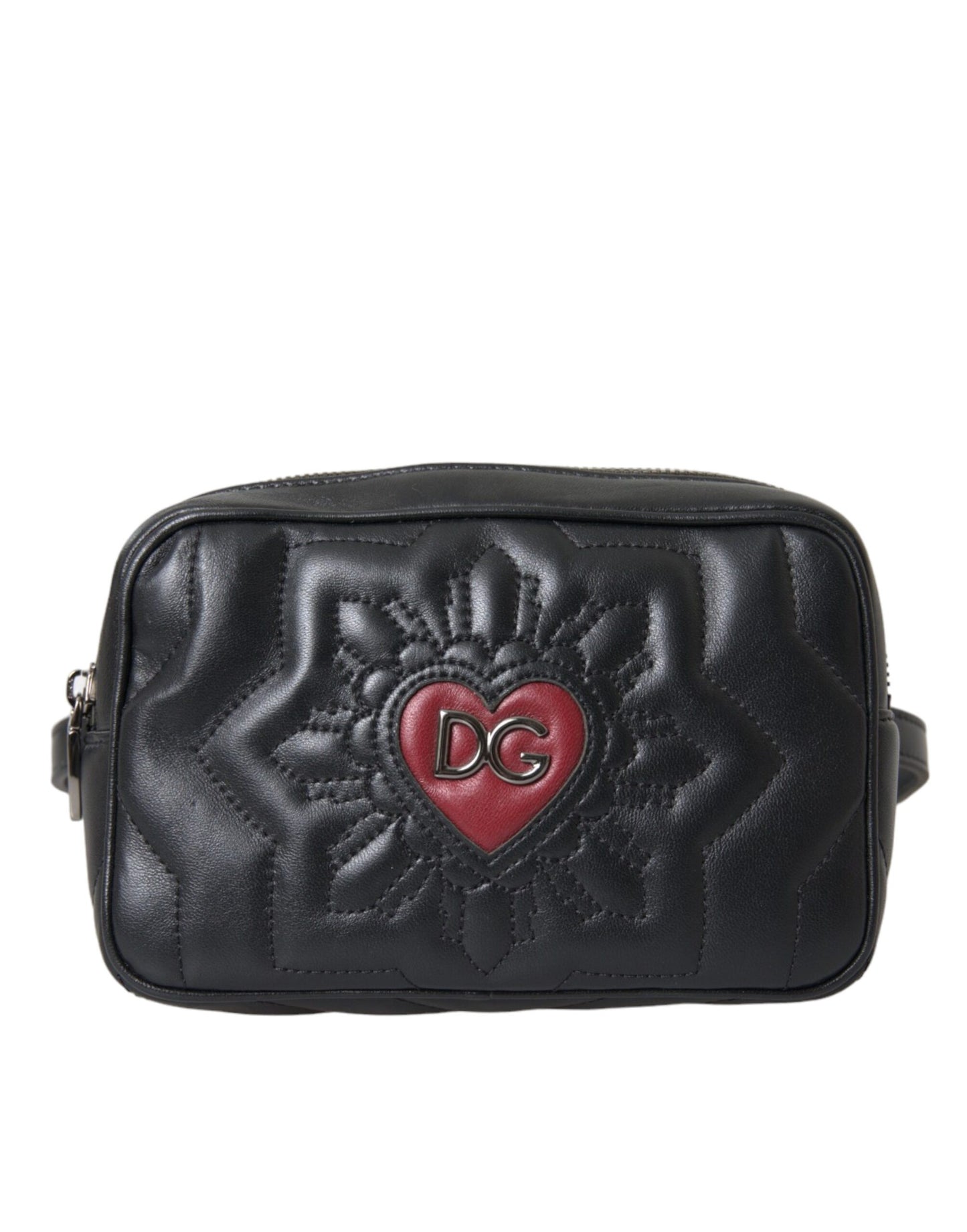 Dolce & Gabbana Black Leather Marsupio Quilting Love Belt Fanny Pack Bag