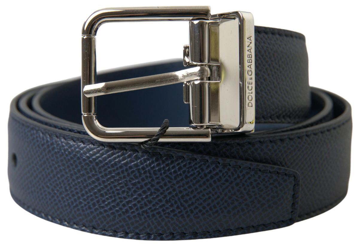  Dolce & Gabbana Aquamarine Blue Leather Belt