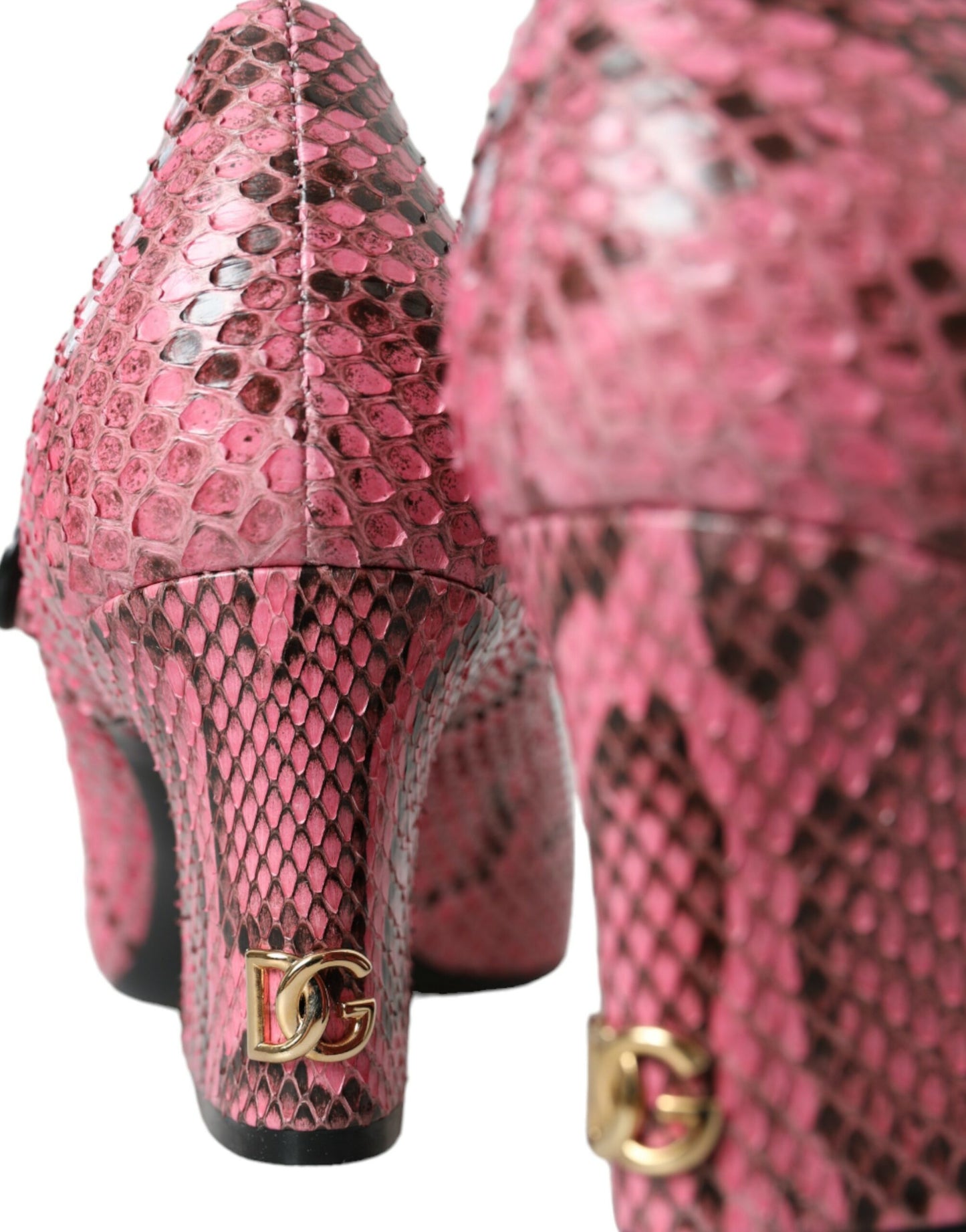 Dolce & Gabbana Pink Python Leather Mary Jane Heels Shoes