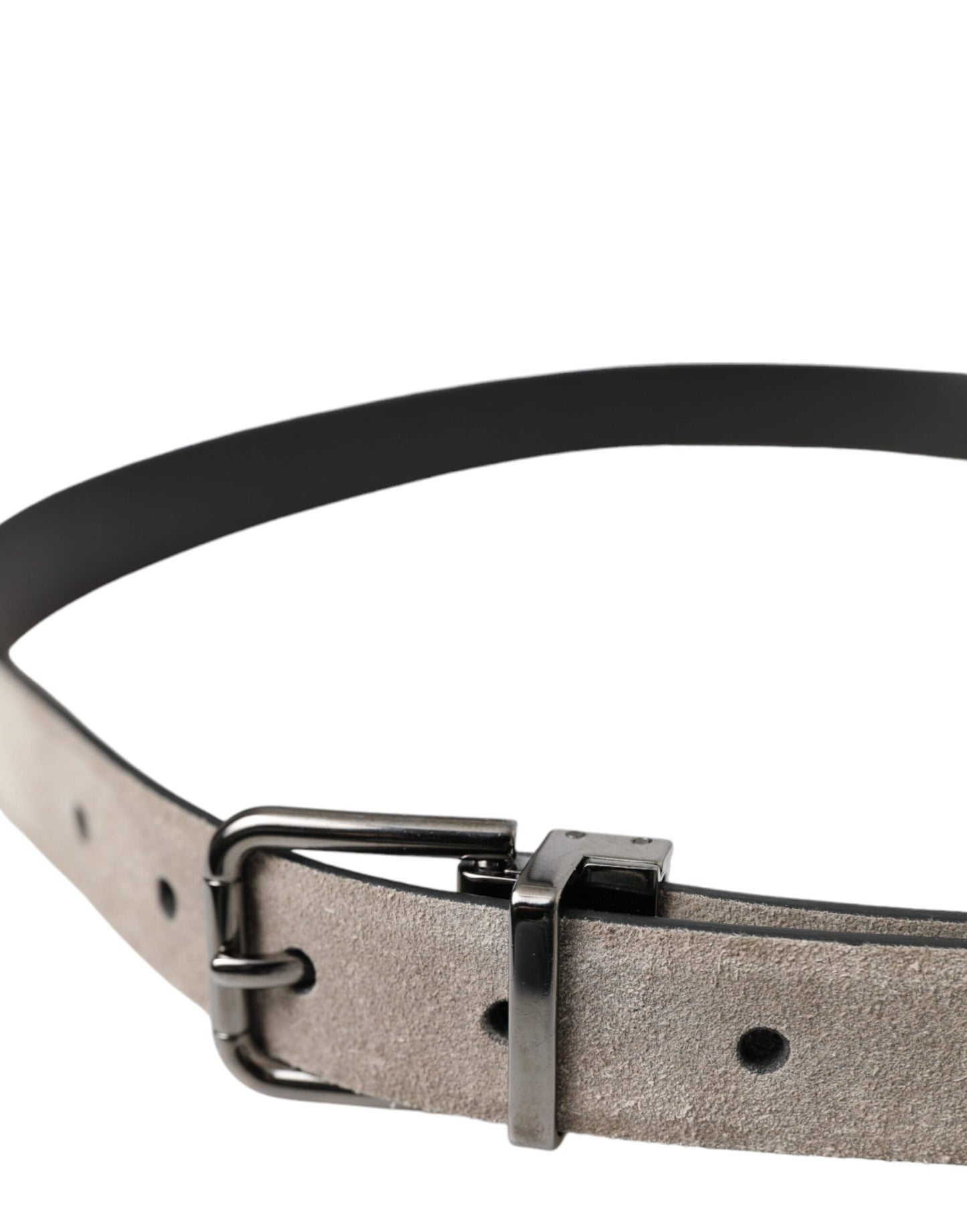 Dolce & Gabbana Beige Suede Leather Silver Metal Buckle Belt