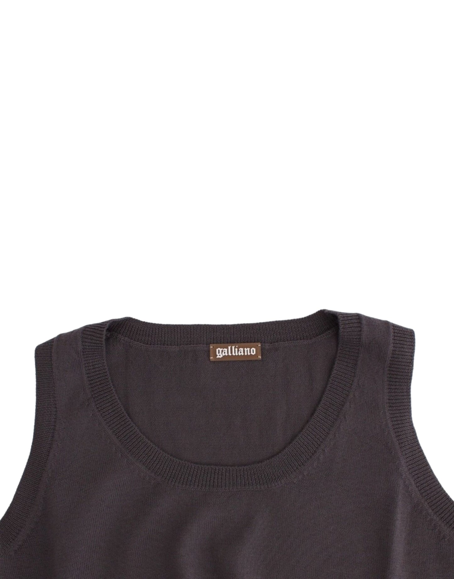 John Galliano Elegant Sleeveless Brown Knit Top