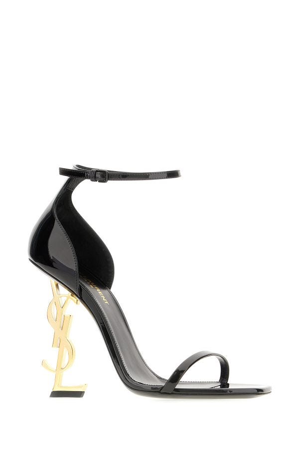 ysl Saint Laurent Black Calf Leather Opyum Sandals