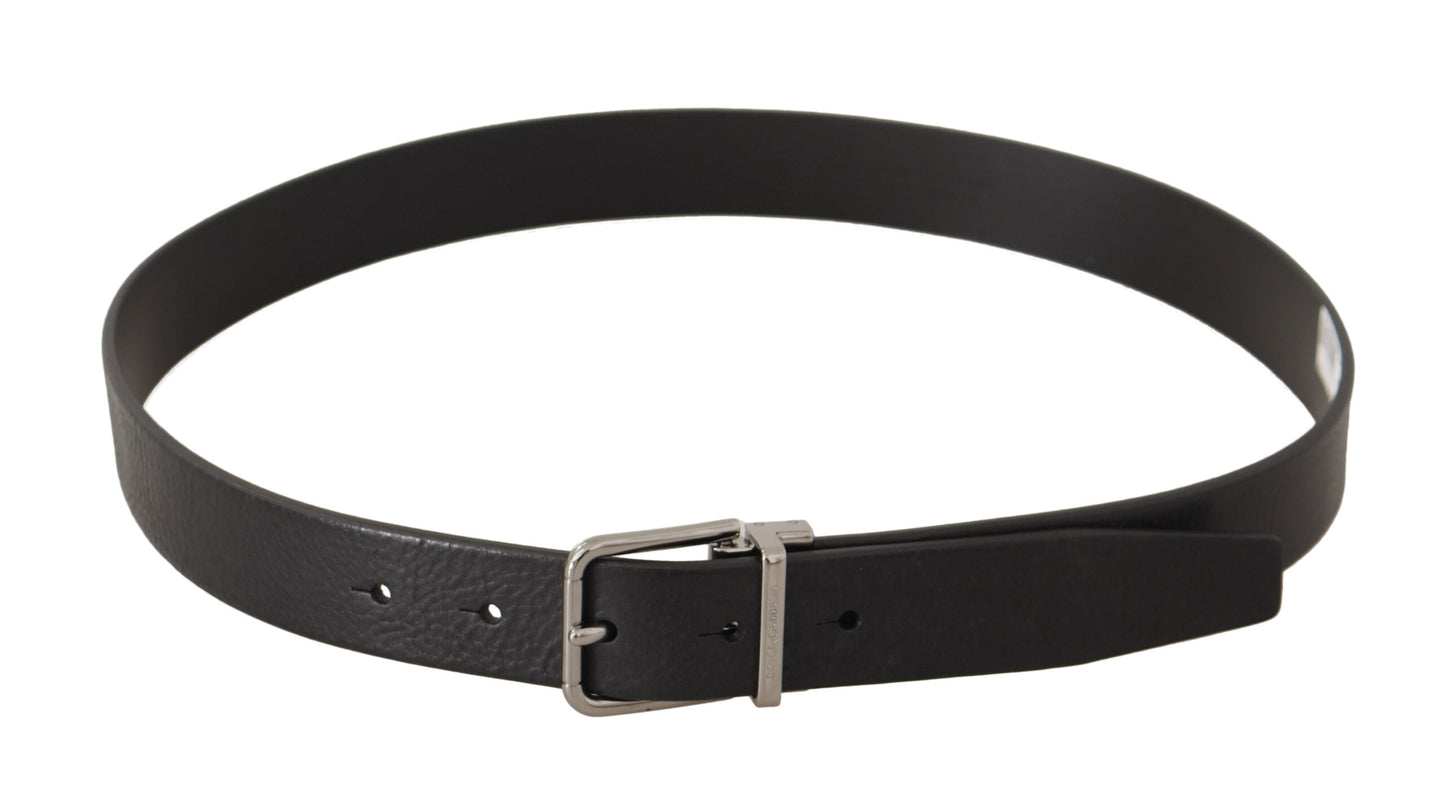 Dolce & Gabbana Elegant Black Leather Belt with Metal Buckle