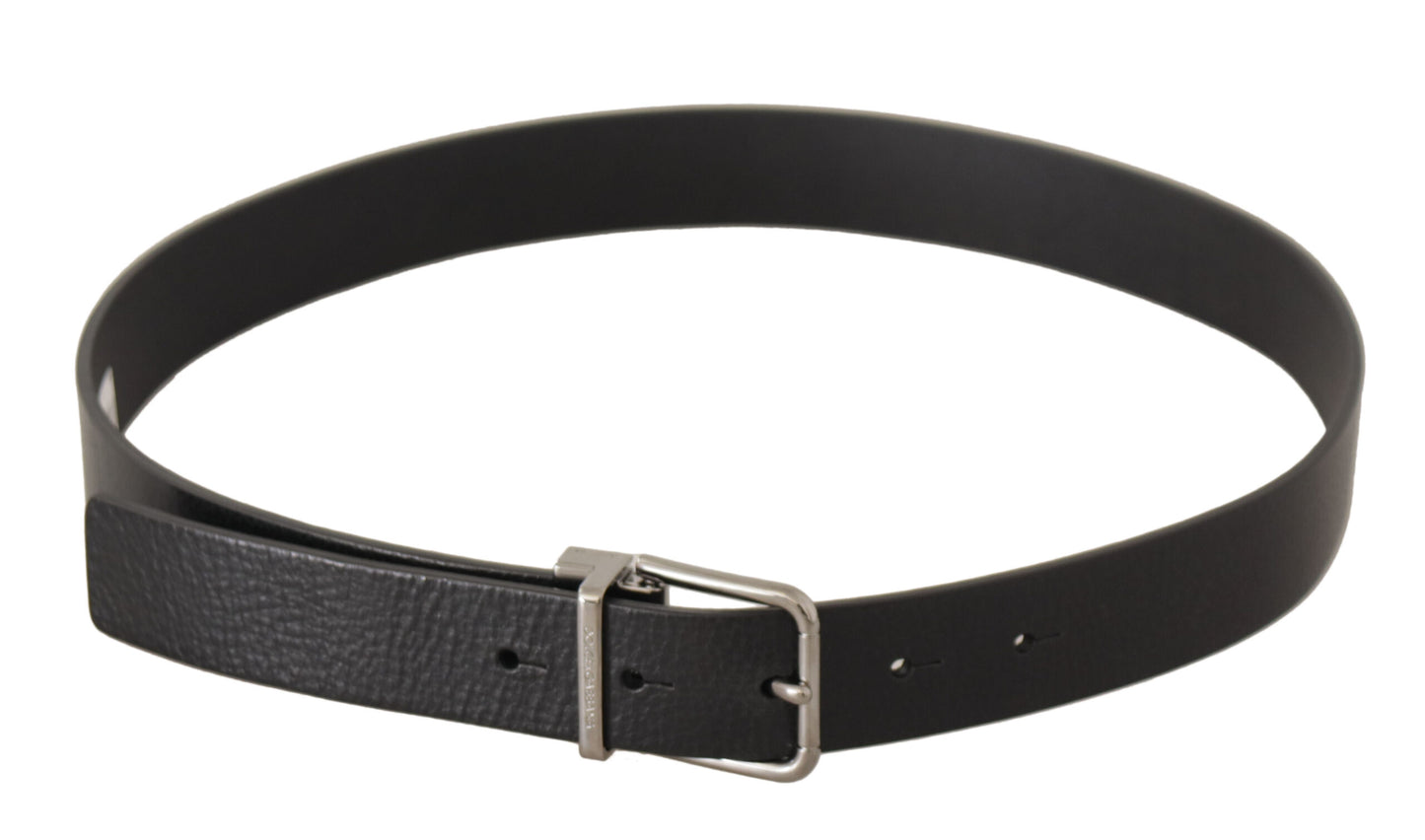 Dolce & Gabbana Elegant Black Leather Belt with Metal Buckle