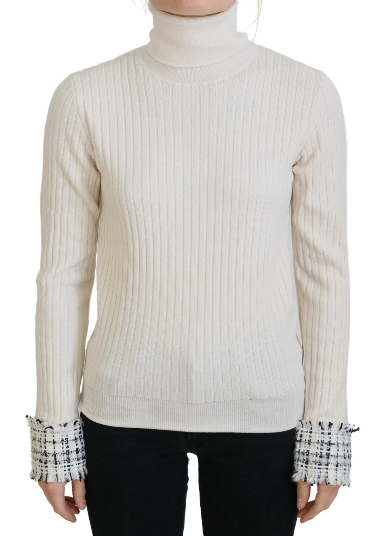 Dolce & Gabbana Ivory Turtleneck Wool Blend Sweater