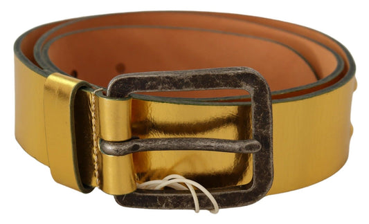 John Galliano Elegant Gold Genuine Leather Men's Belt