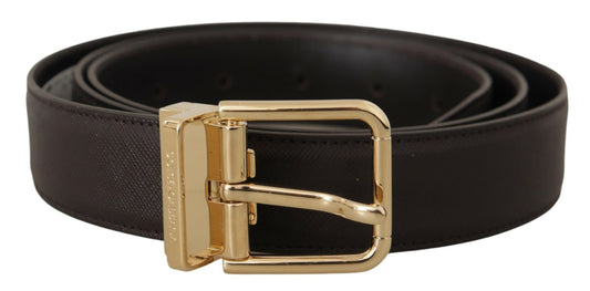 Dolce & Gabbana Elegant Leather Logo Engraved Belt