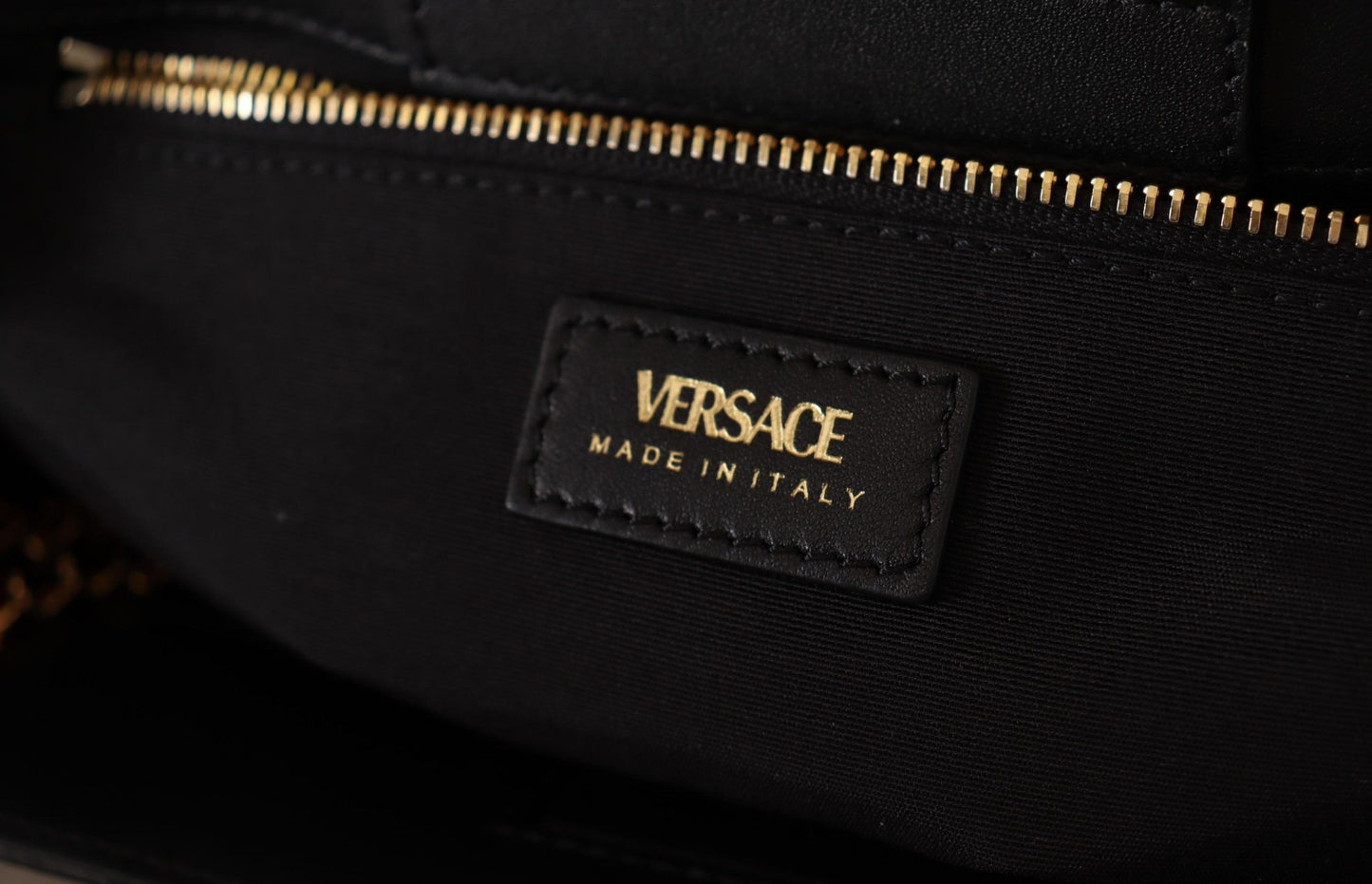 Versace Elegant Large Black Nappa Leather Tote