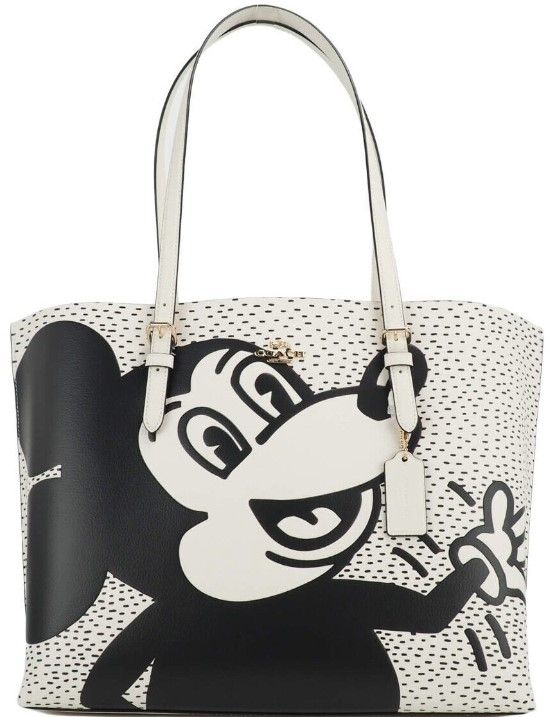 Coach (C6978) Mickey Mouse X Keith Haring Mollie Large Leather Shoulder Tote Bag