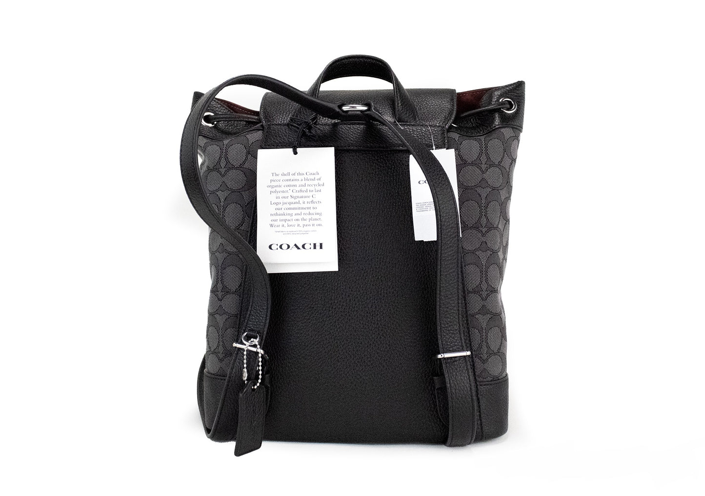 COACH Dempsey Black Smoke Signature Jacquard Canvas Logo Patch Backpack