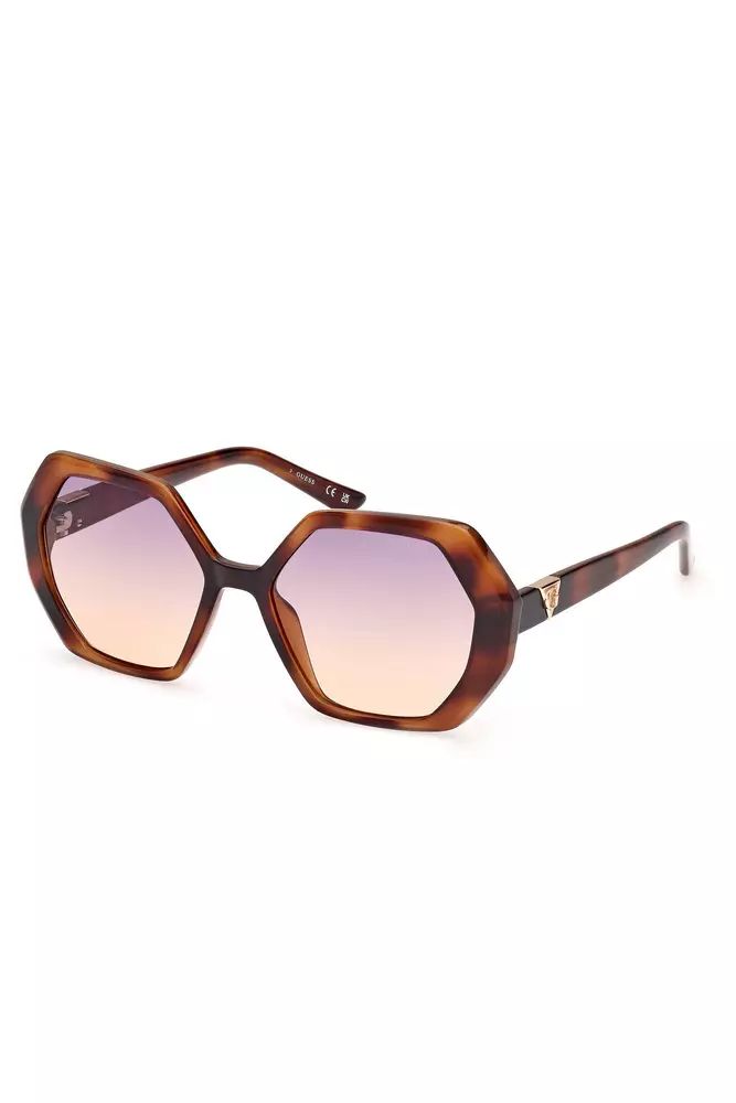 Guess Jeans Chic Hexagonal Brown Lens Sunglasses