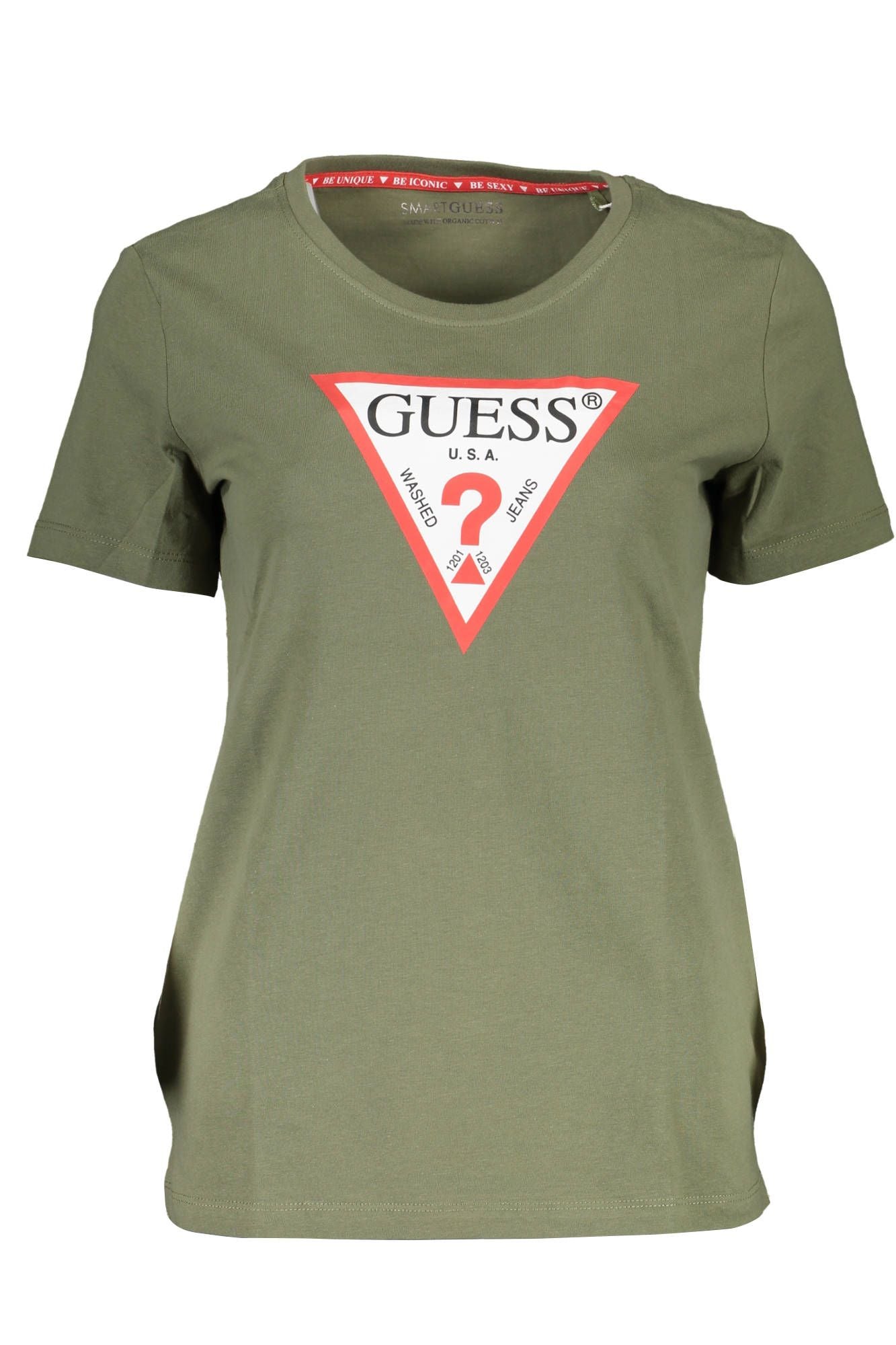 Guess Jeans Chic Green Crew Neck Logo Tee