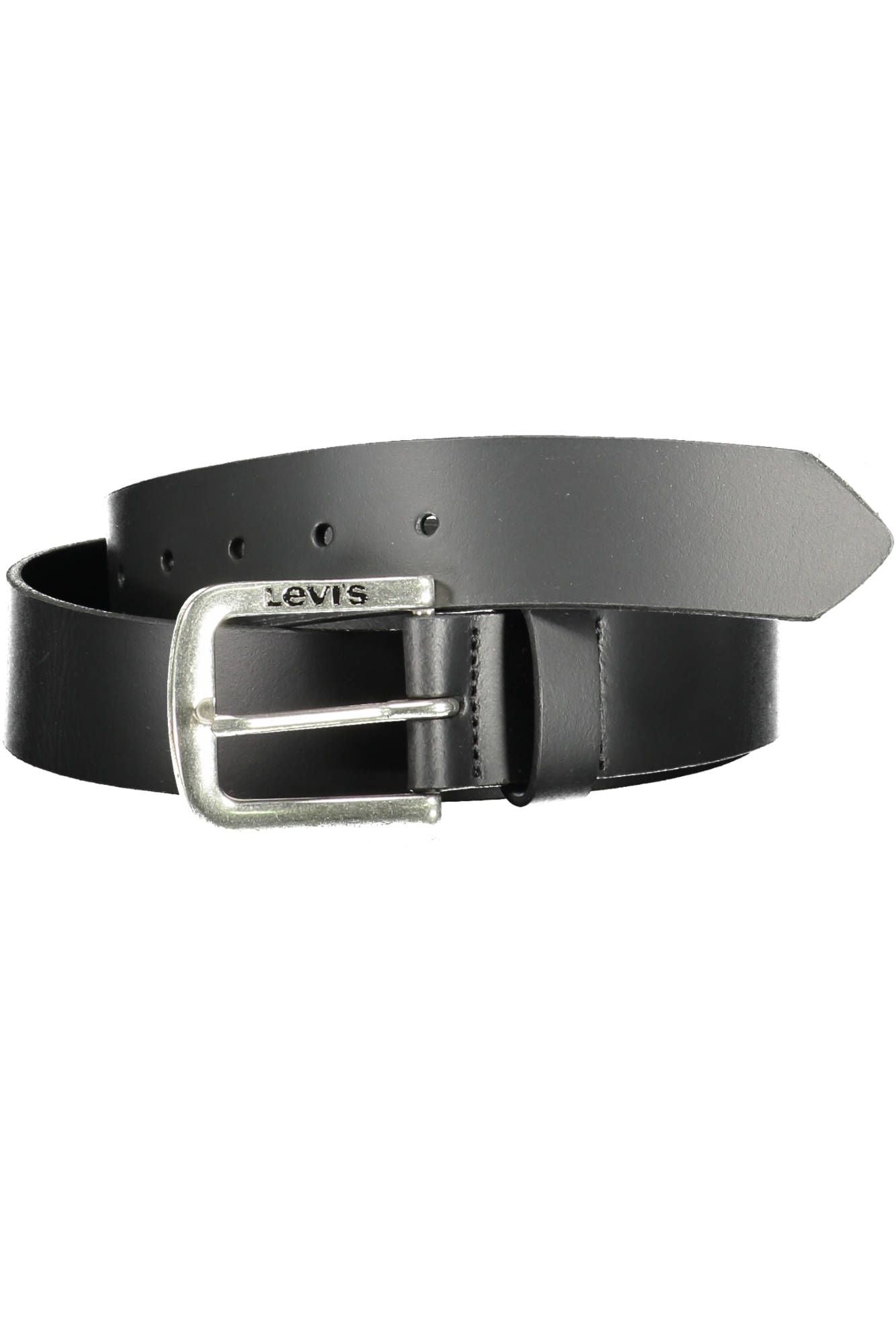 Levi's Elegant Black Leather Belt with Metal Buckle