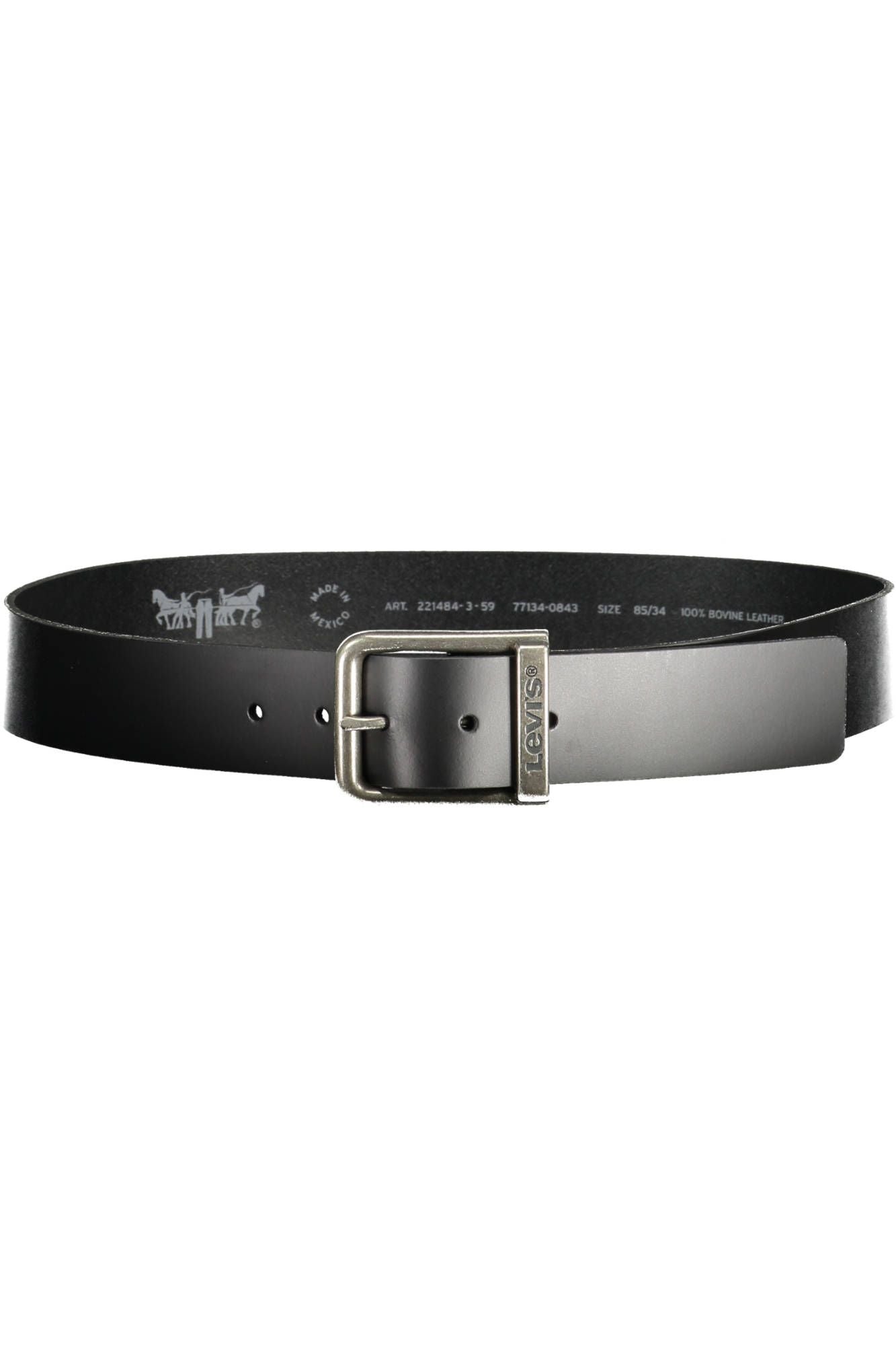 Levi's Sleek Black Leather Belt with Metal Buckle