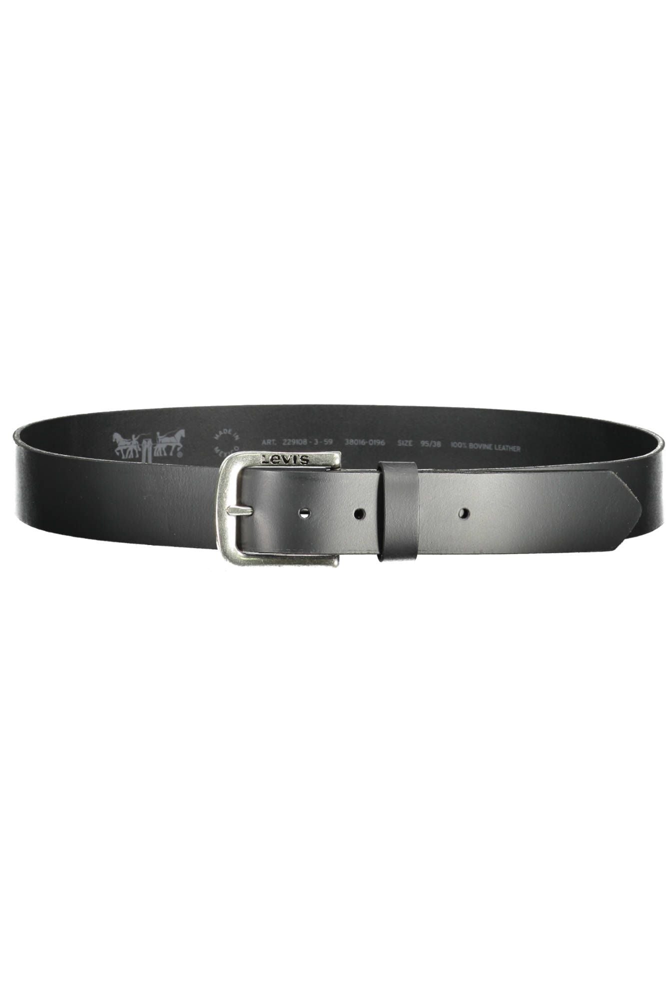 Levi's Elegant Black Leather Belt with Metal Buckle