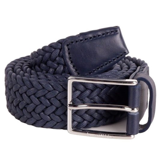 Harmont & Blaine Elegant Dark Blue Fabric Belt with Silver Buckle