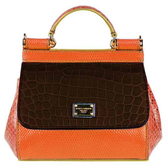 Dolce & Gabbana Multicolor Leather Di Crocodile Handbag