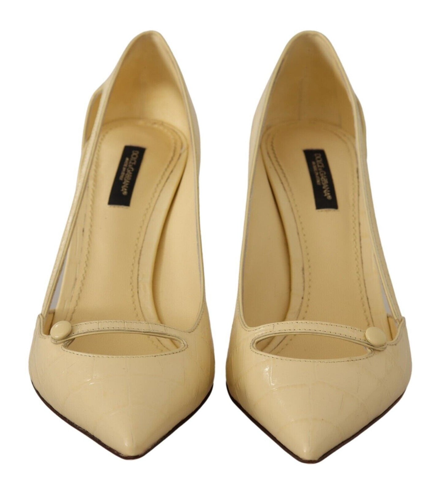 Dolce & Gabbana Chic Pointed Toe Leather Pumps in Sunshine Yellow