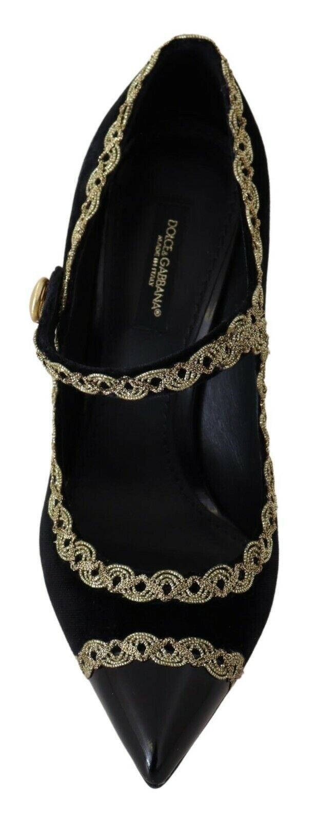 Dolce & Gabbana Elegant Gold-Embroidered Black Velvet Pumps