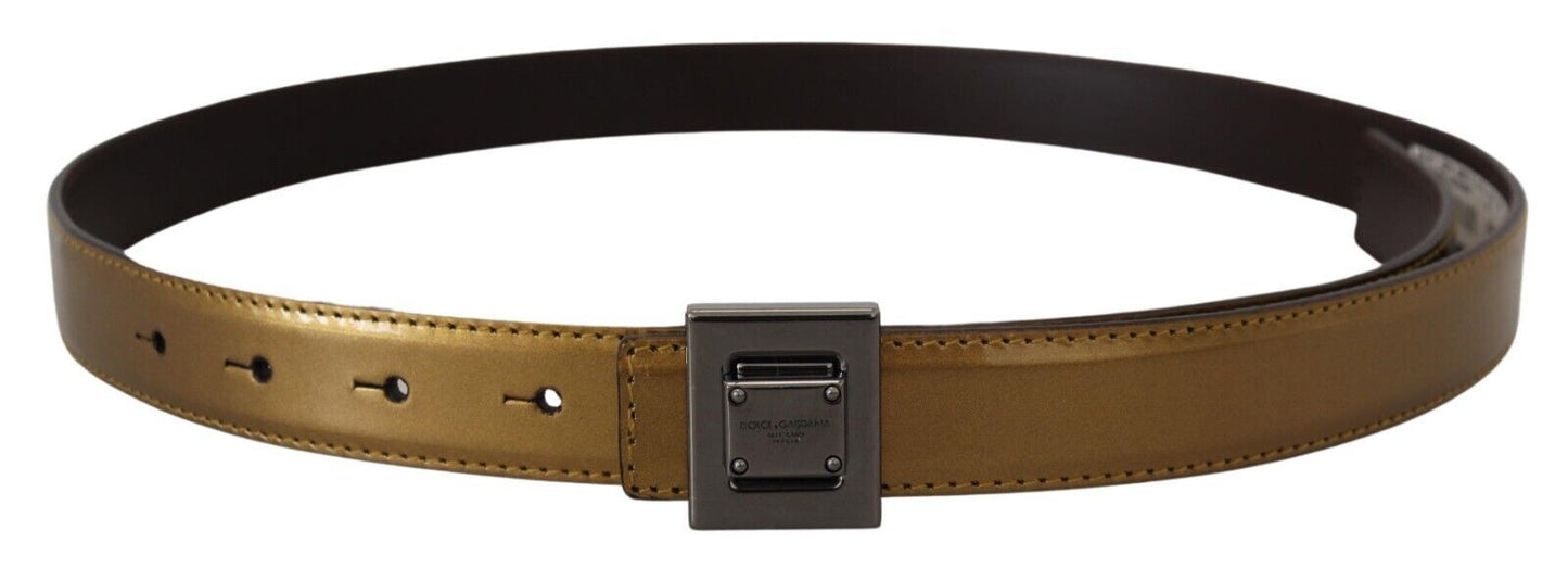 Dolce & Gabbana Gold Square Buckle Leather Belt