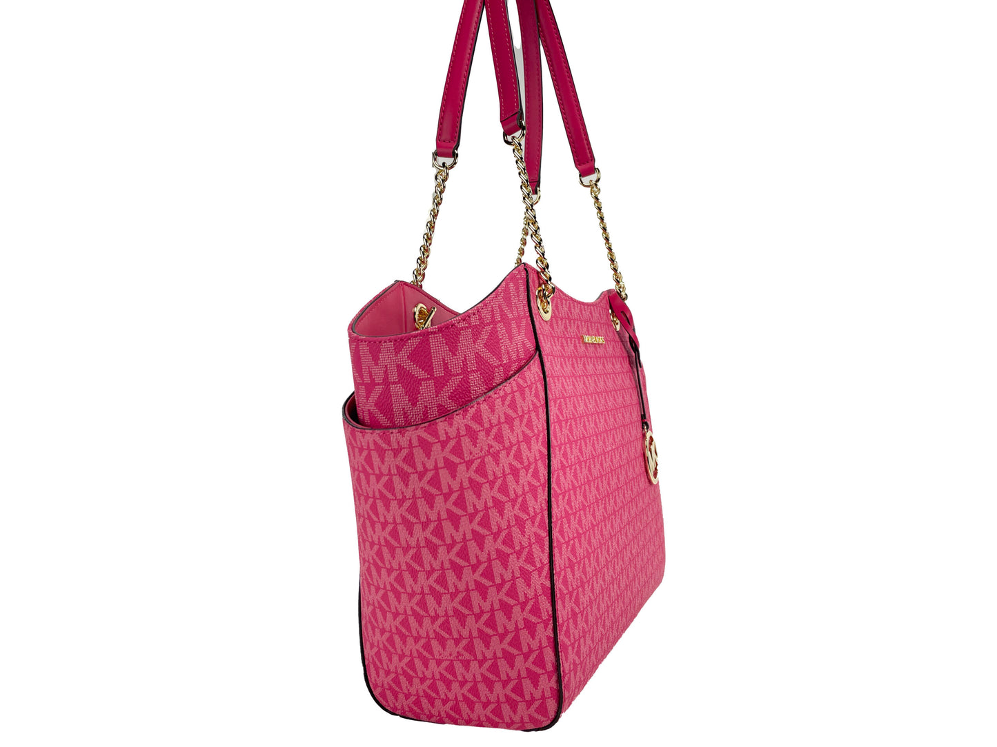 Michael Kors Jet Set Large Chain Electric Pink Shoulder Tote Bag