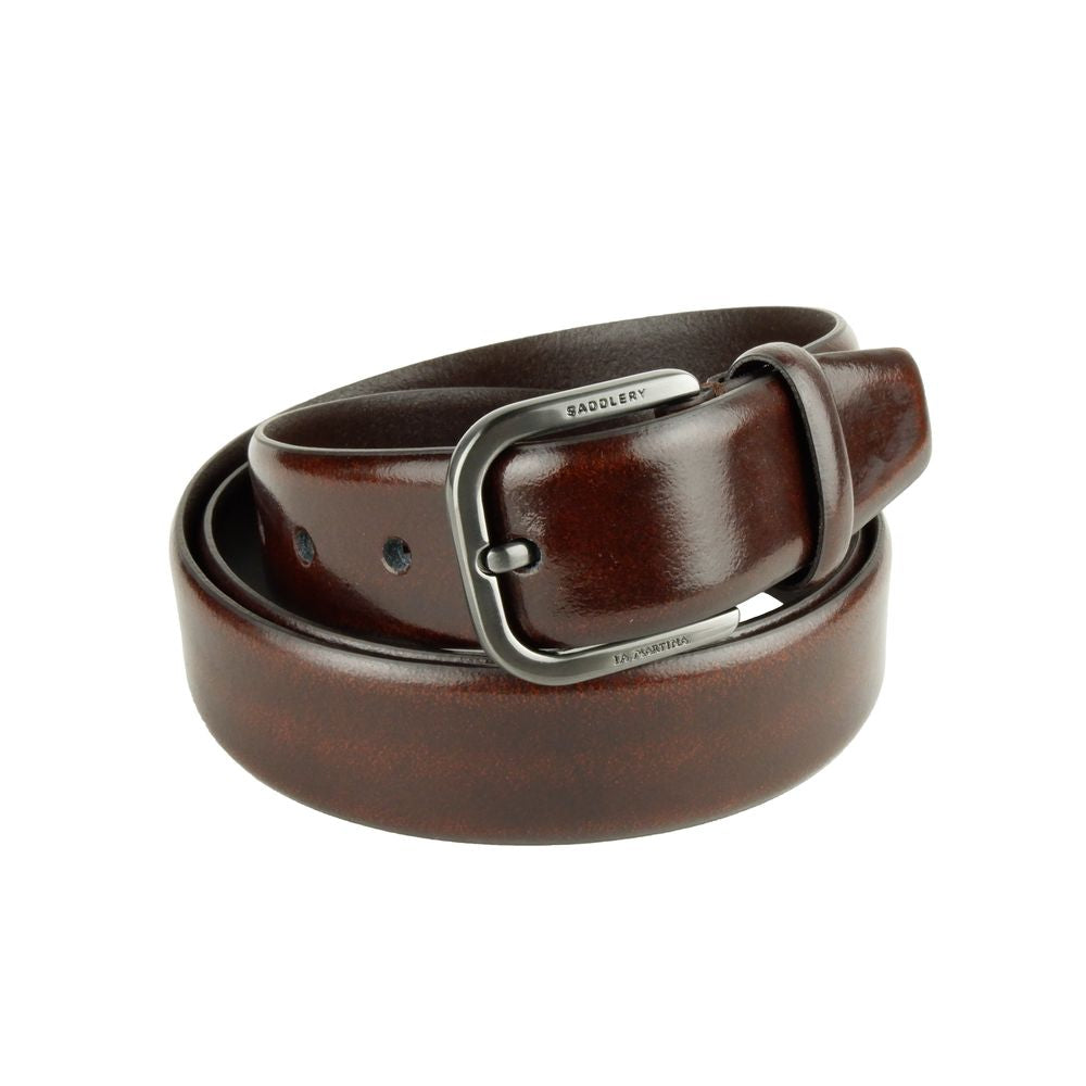 La Martina Elegant Dark Brown Leather Belt