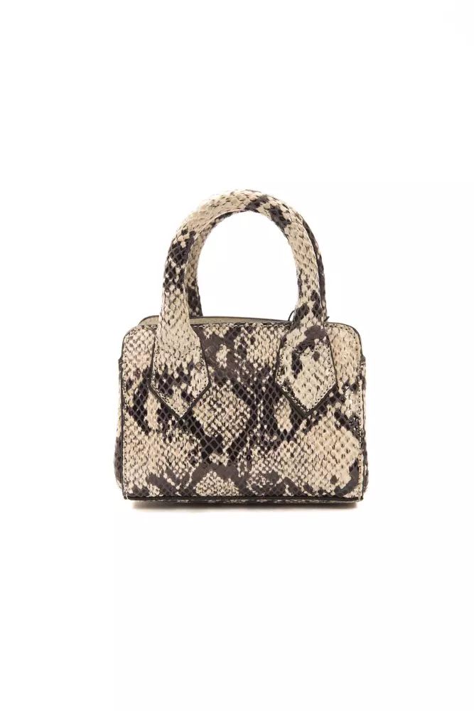 Pompei Donatella Chic Gray Python Mini Tote With Adjustable Straps