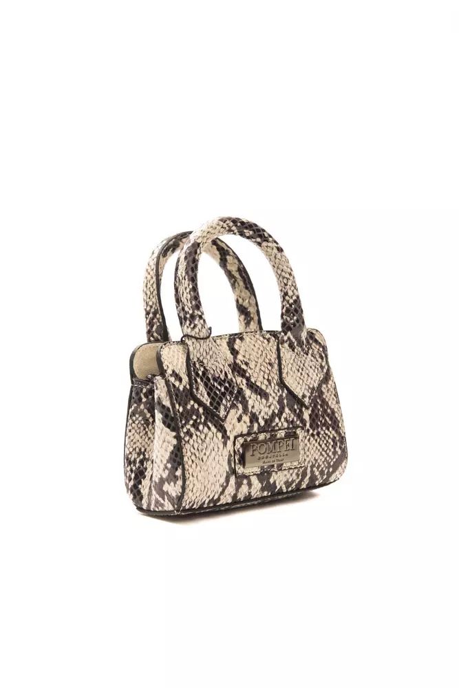 Pompei Donatella Chic Gray Python Mini Tote With Adjustable Straps